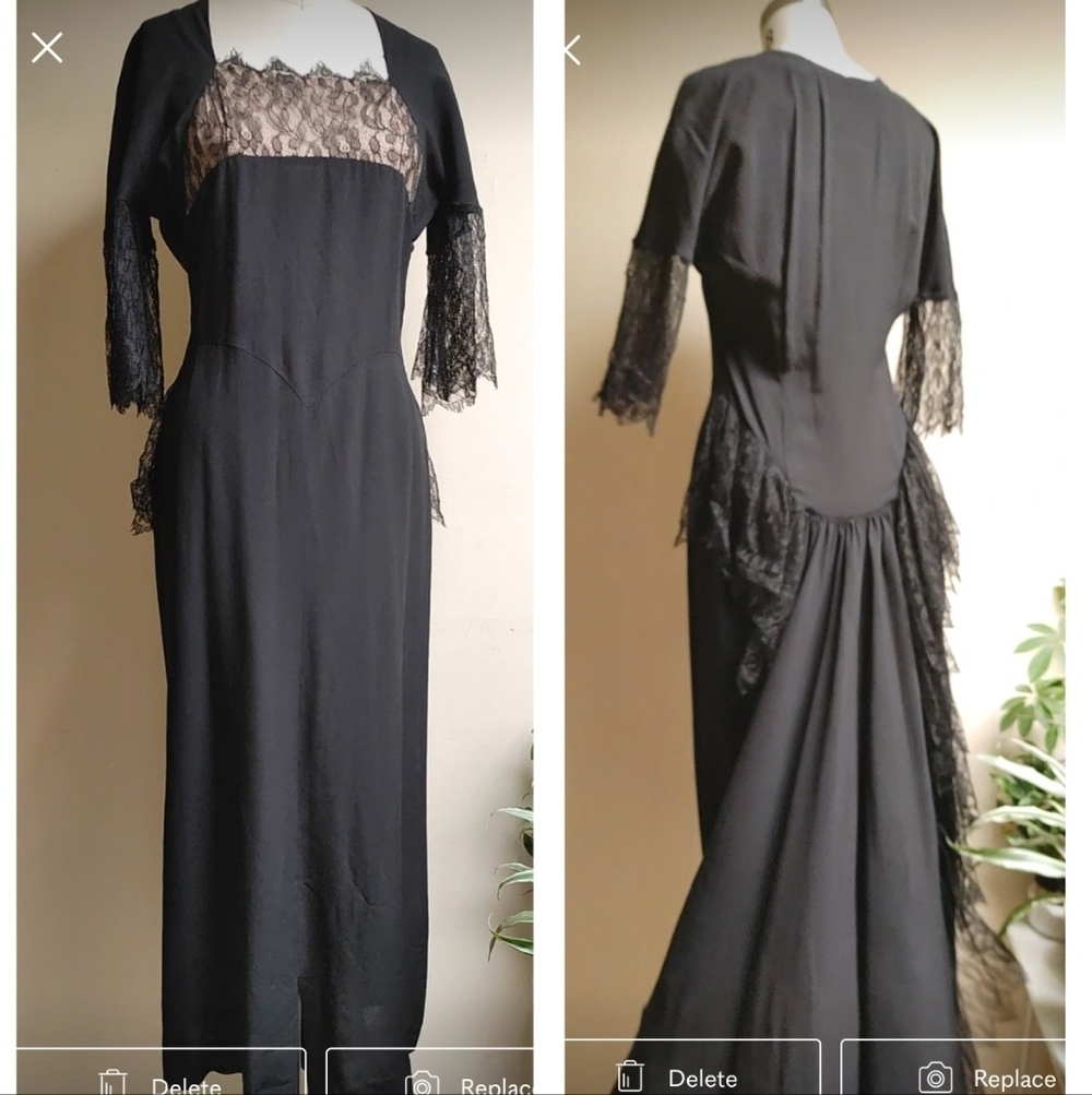 Addys' California Very Vintage Black Gown Size M - Picture 3 of 16